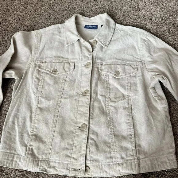 Liz Claiborne Liz Sport Womens 100% Linen Blazer Jacket Beach Boho Vintage Chic - Picture 10 of 11